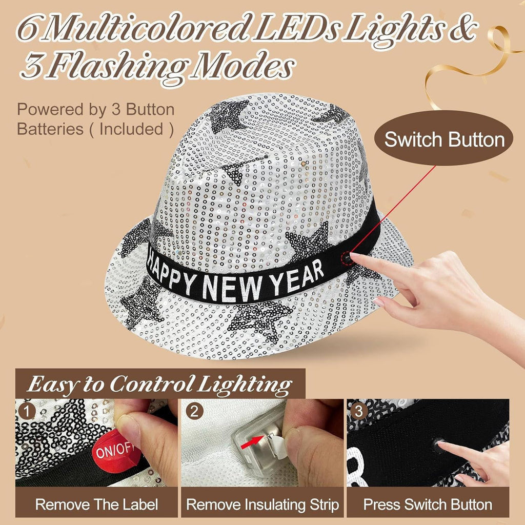 3 Pack Happy New Years Hats Sequin