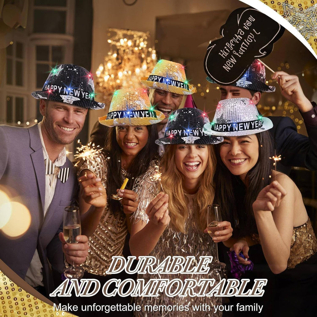 3 Pack Happy New Years Hats Sequin