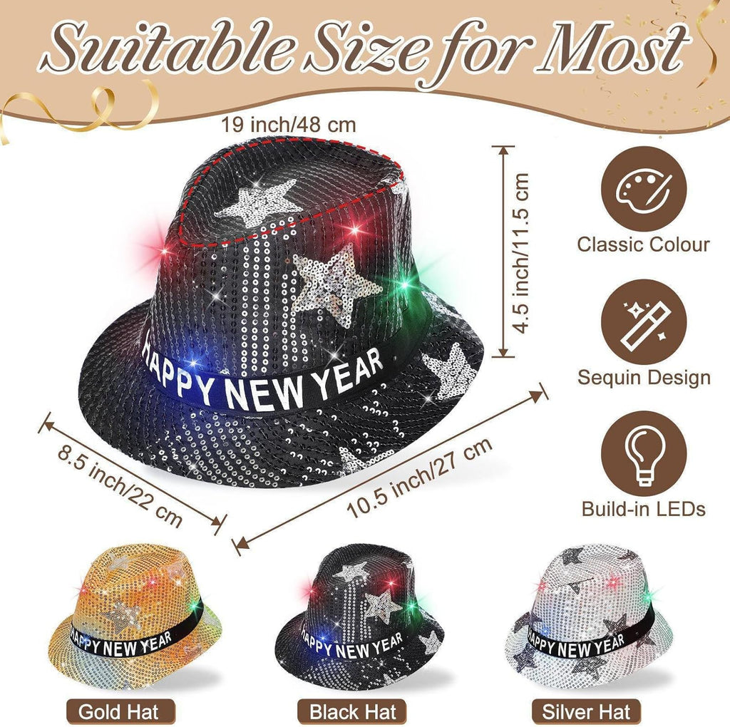 3 Pack Happy New Years Hats Sequin